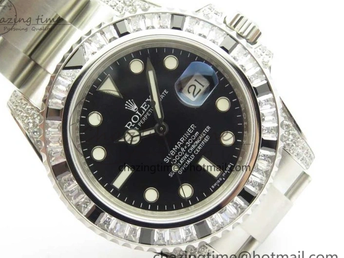 0504 GoAnywhere Submariner Black Diamond Bezel SS GSF Best Edition Black Dial On SS Bracelet A 3270